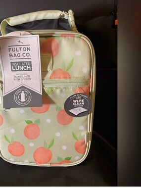 Kids Insulated Peach Print Lunch Bag - Green